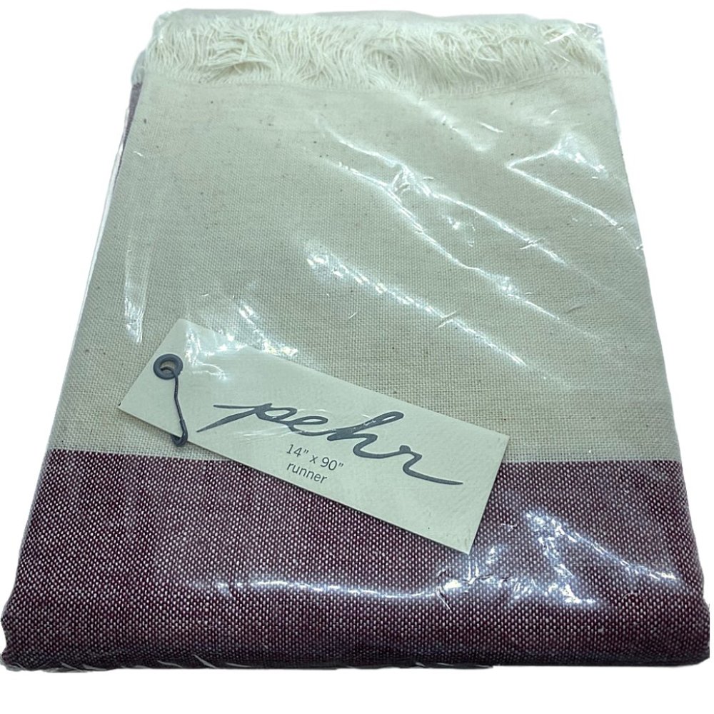 Pehr Chambray Table Runner Wine/Natural BRAND NEW!